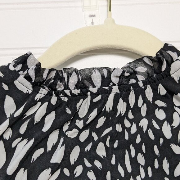 2 for $30 White House Black Market Tunic Top Tie Neck Sheer Long Sleeve L - Picture 4 of 9